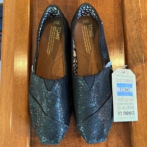 TOMS Black Classic Glitter Slip-ons